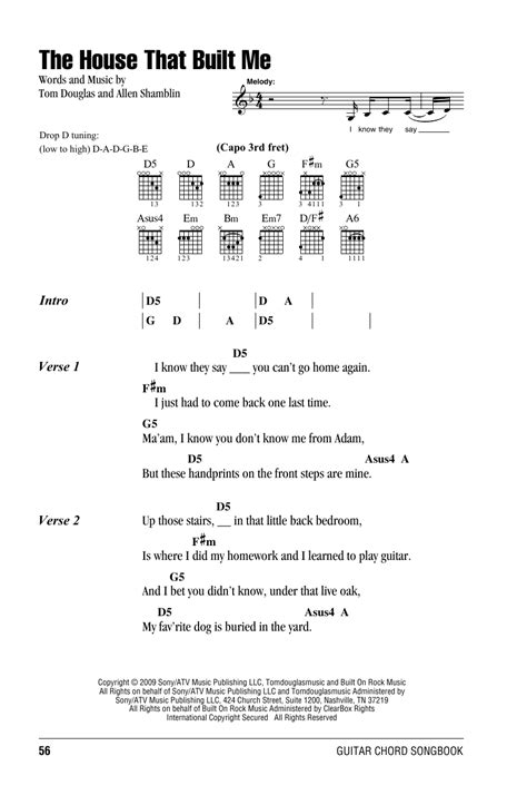 guitar chords for the house that built me