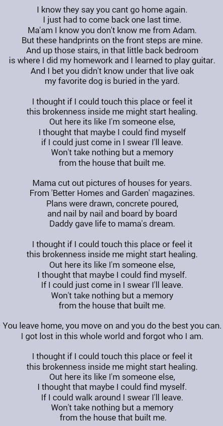 lyrics to the house that built me